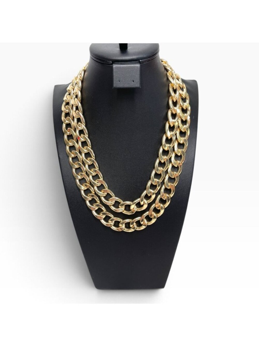 Double Gold-Tone Chunky Chain Necklace With 18"+3" Adjustable Length Statement J